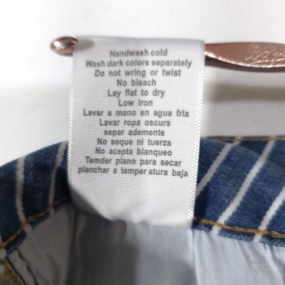 JudyBlue Pinstripe Super Flare Bellbottom Jeans Sz9 29x30 Retro 70s Hippie Rock - Picture 14 of 16